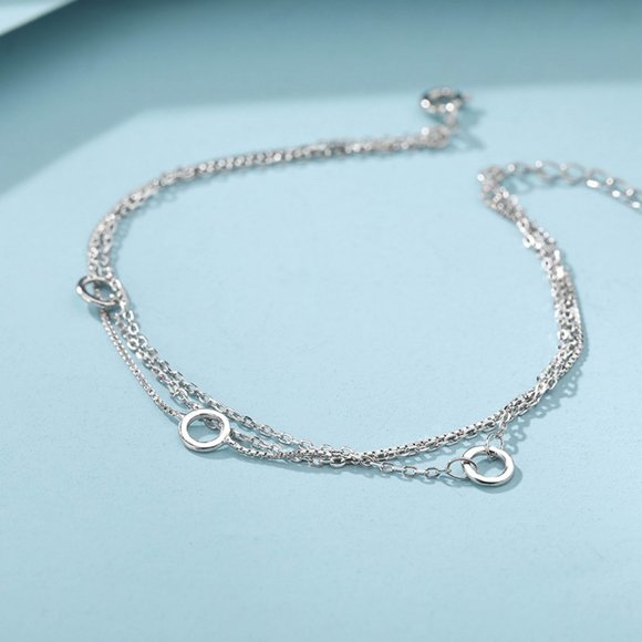 #NEW 925 Sterling Silver Circle Chain Bracelet - Picture 4 of 5
